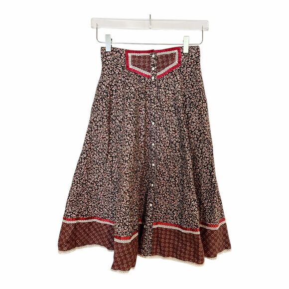 Gunne Sax Jessica’s Gunnies Calico Prairie Skirt SAN FRAN Pockets J26 - Picture 1 of 7